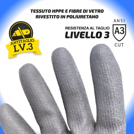 1 Paio Guanti Antitaglio Lv.3 in Poliuretano RMOVE