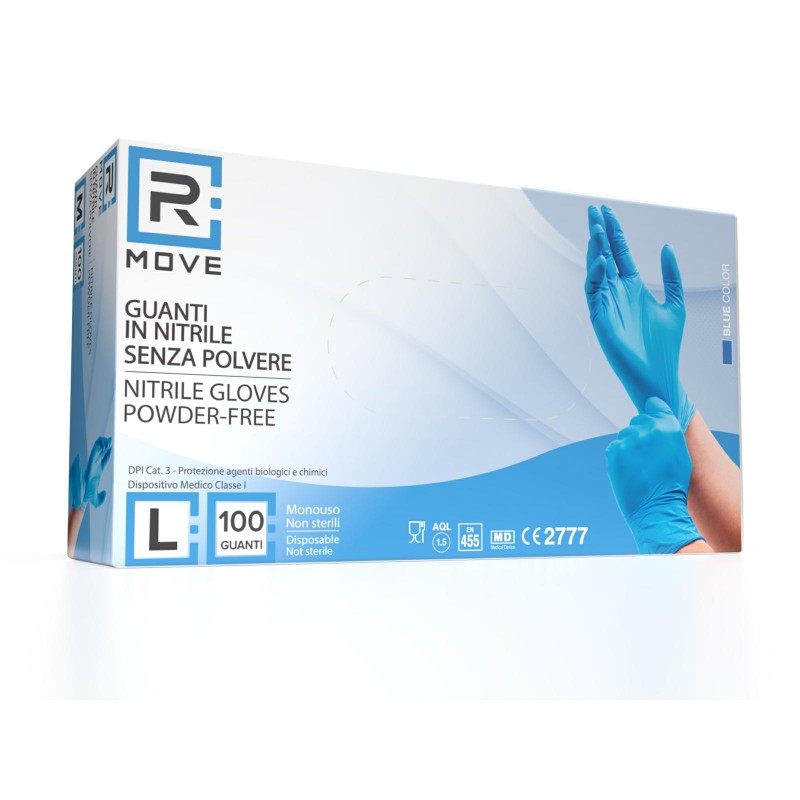 Guanti Nitrile Blu uso Medico Senza Polvere - 1Conf. da 100pz