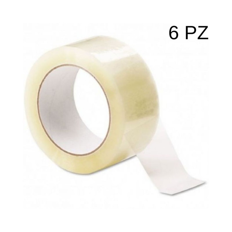 NASTRO ADESIVO 50x66 TRASPARENTE ACRILICO BLISTERATO 6 Pezzi