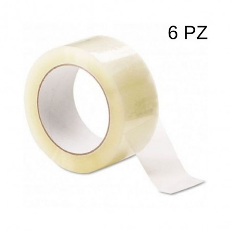NASTRO ADESIVO 50x66 TRASPARENTE ACRILICO BLISTERATO 6 Pezzi