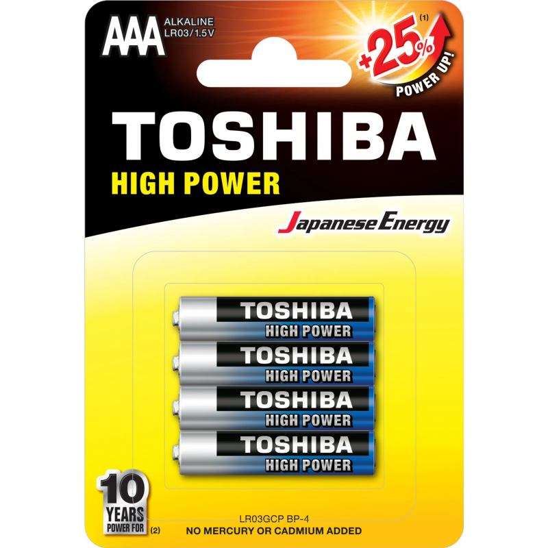 Toshiba Batterie AAA Alcaline Monouso - Set 4 Pezzi Multicolore Mini Stilo 1,5V