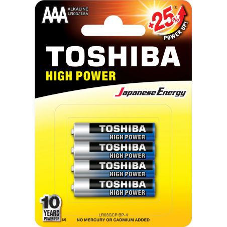 Toshiba Batterie AAA Alcaline Monouso - Set 4 Pezzi Multicolore Mini Stilo 1,5V