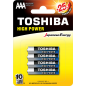 Toshiba Batterie AAA Alcaline Monouso - Set 4 Pezzi Multicolore Mini Stilo 1,5V