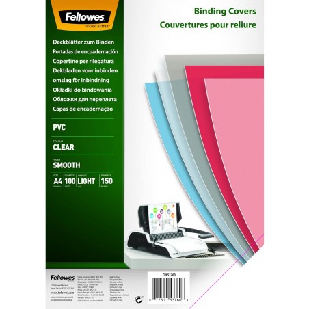 Copertine per Rilegatura in PVC Trasparente, Formato A4, 150 Micron, Confezione da 100 Pezzi