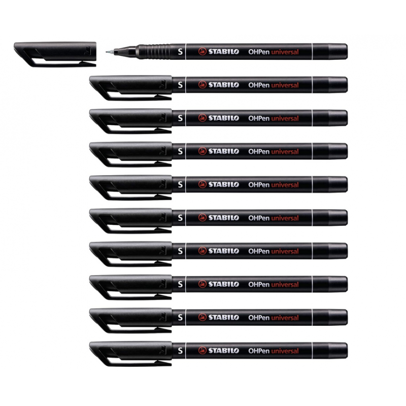 OHPen Universal permanente Stabilo – Marcatore Permanente Punta Superfine 0,4 mm - Pacco da 10 pz