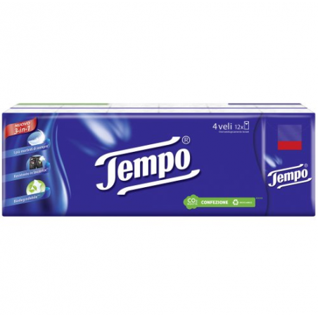 Confezione 10 pacchetti Tempo fazzoletti pelli sensibili da 9 fazzoletti