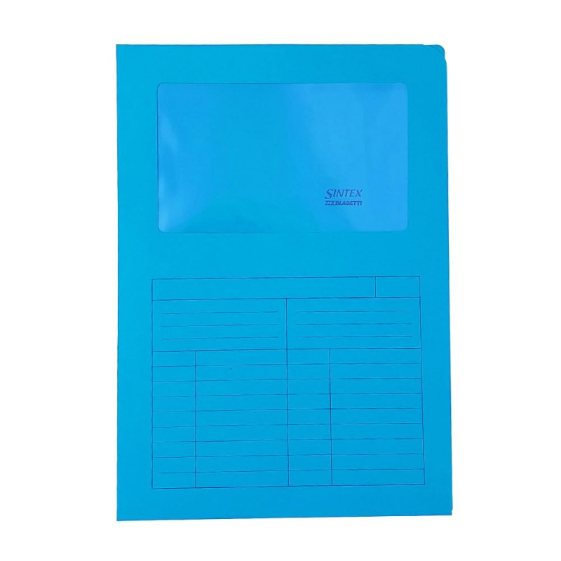 50 CARTELLINE CON FINESTRA BLU CARTELLE IN CARTONCINO PER ATTI SINTEX blasetti