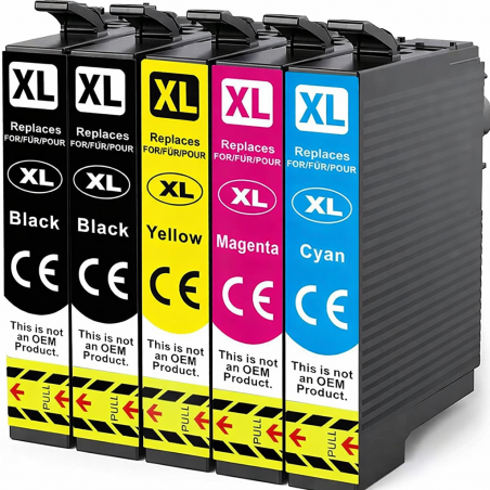 Kit Cartucce Compatibili Epson 5 Pezzi – Nero e Colori, Alta Resa 500 Pagine