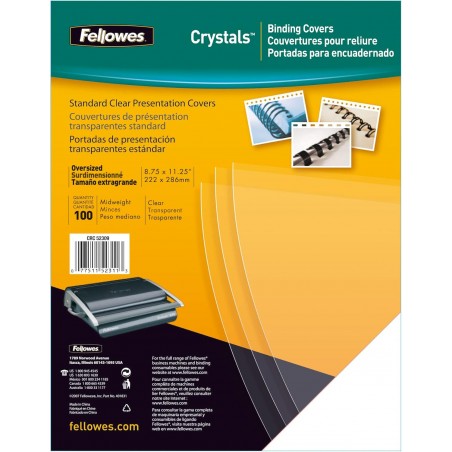 Fellowes 5375901 Copertine Rilegatrice A4 PVC 180 Micron 100 Pezzi Trasparenti