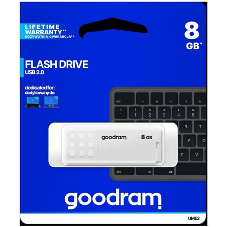 GoodRAM Pendrive 8GB UME2 white USB 2.0 - retail blister - UME2-0080W0R11