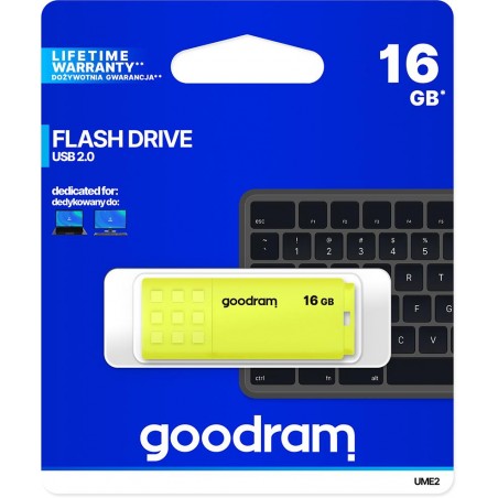 GoodRAM Pendrive 16GB UME2 yellow USB 2.0 - retail blister - UME2-0160Y0R11