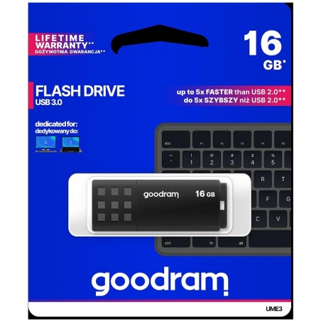 GoodRAM Pendrive 16GB BLACK USB 3.0 - retail blister - UME3-0160K0R11