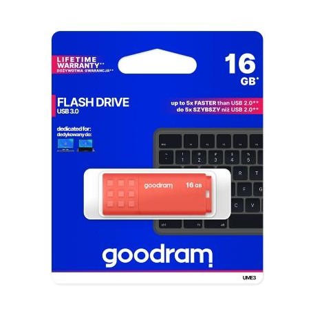 GoodRAM Pendrive 16GB UME3 orange USB 3.0 - retail blister - UME3-0160O0R11