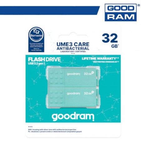 GoodRAM Pendrive 32GB UME3 - ANTIBATTERICA - USB3.0 - 2-pack - UME3-0320CRR11-2P