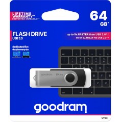 GoodRAM Pendrive 64GB UTS3 BLACK USB 3.0 - retail blister - UTS3-0640K0R11