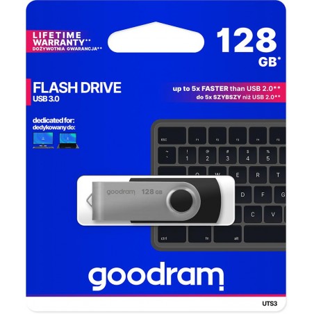 GoodRAM Pendrive 128GB UTS3 BLACK USB 3.0 - retail blister - UTS3-1280K0R11
